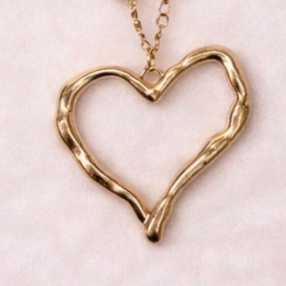 Handmade Jasper Necklace with Gold Heart Pendant – Boho Chic Gift-Ready Jewelry - Picture 3 of 5